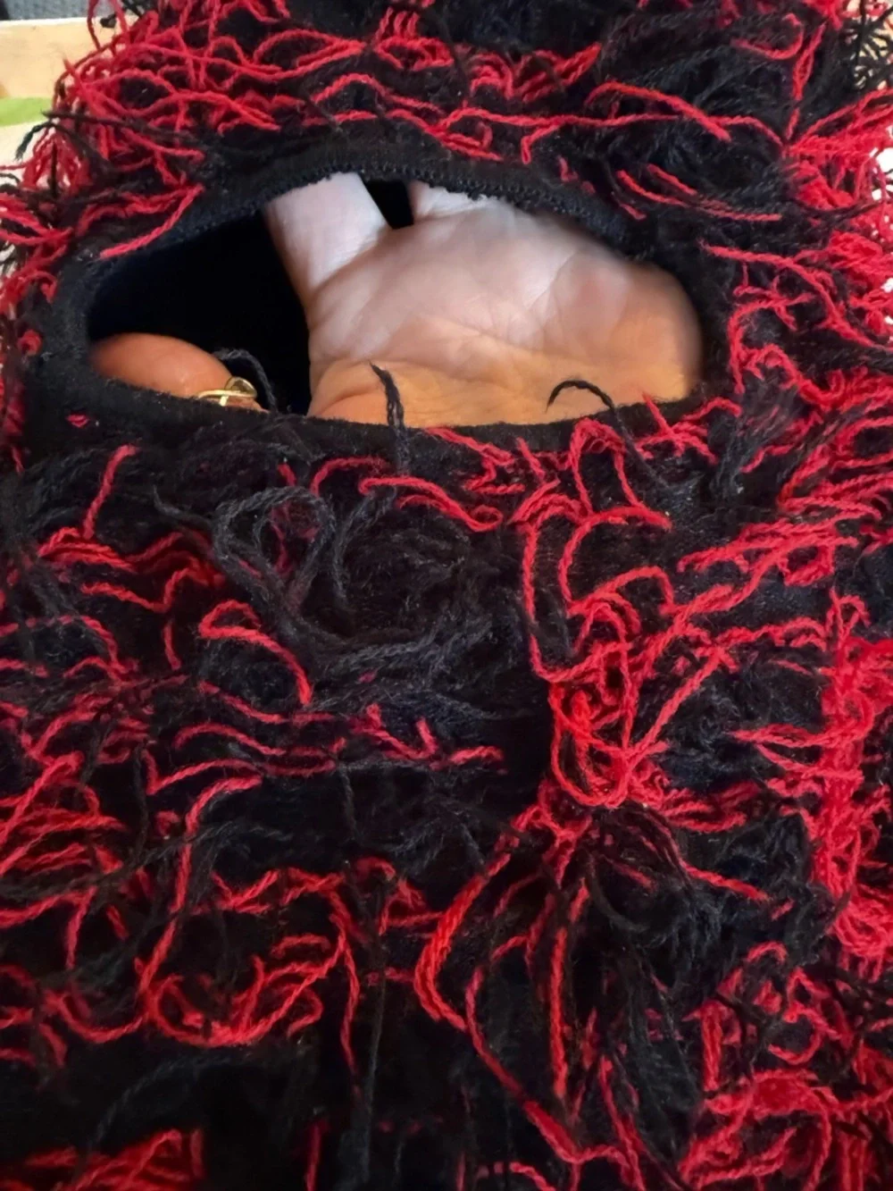 Red and Black Fuzzy Balaclava Unisex